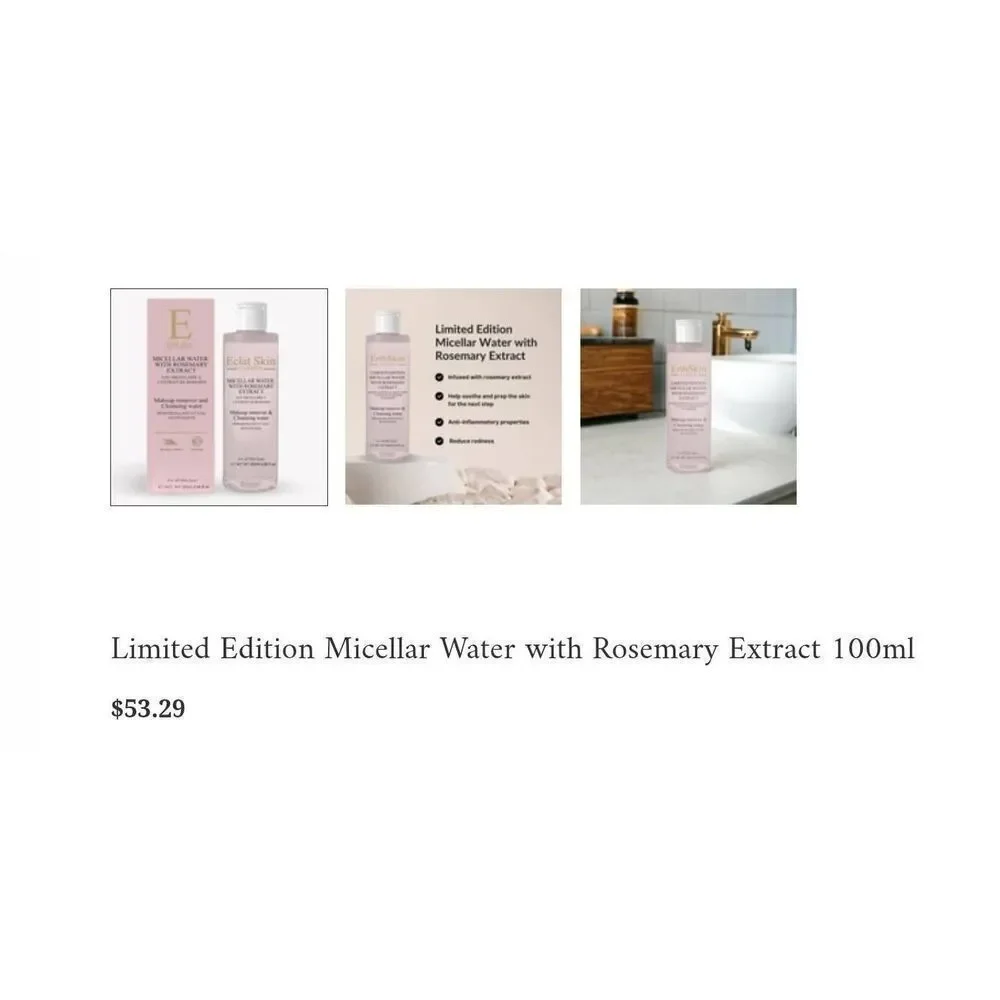 BNIB~ECLAT SKIN LONDON Limited Edition Micellar Cleansing Water/Makeup Remover